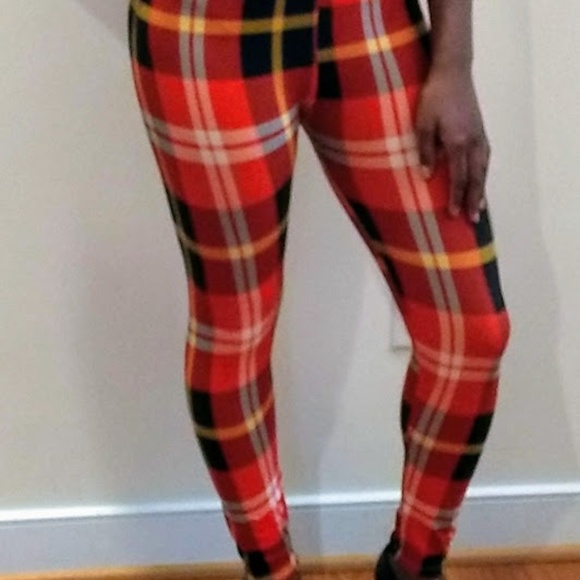 Pants - Multi-Color Plaid Leggings